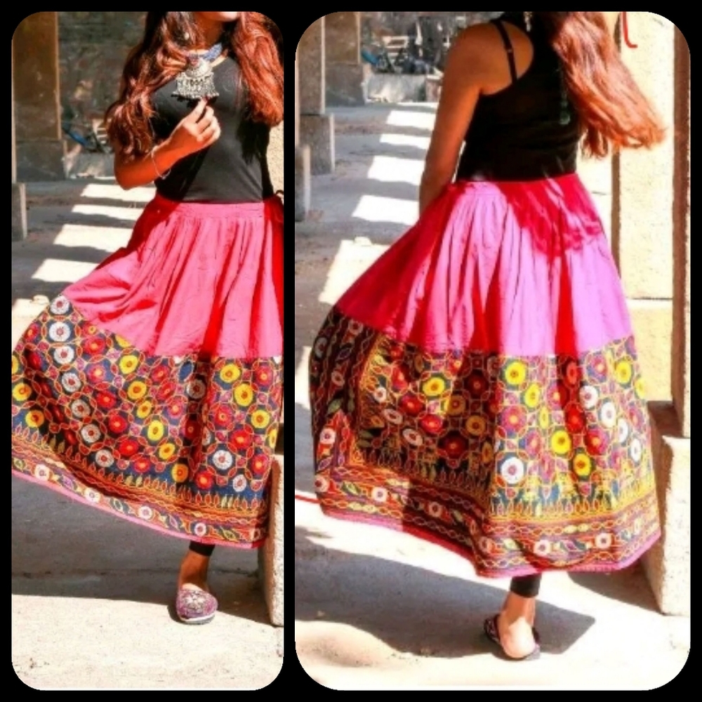 Handmade Embroidered Banjara gypsy boho skirt Repurposed recycled vintage ethnic